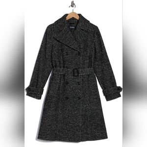 BCBG Charcoal Double-Breasted Trench Coat Size M